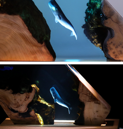 Cavern Diver and Whale Tabletop Decorative Marine Art
