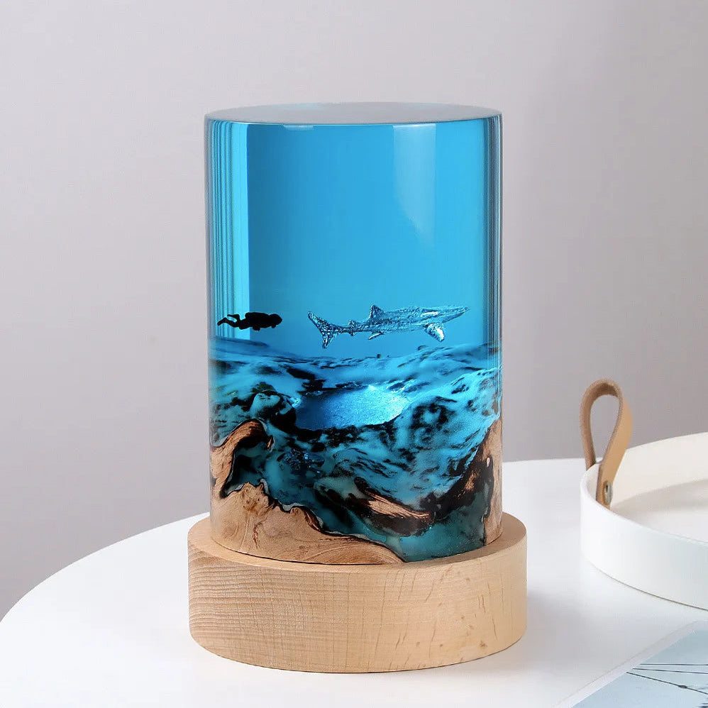 Turtle/Shark Resin Cylinder Lamp