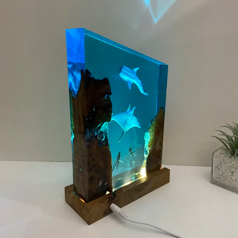 Rectangle Sea Life Underwater Resin Table Light