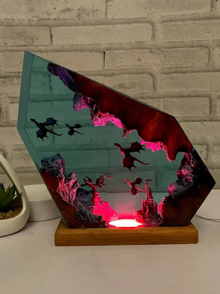 Dragons Fiery Resin Table Lamp