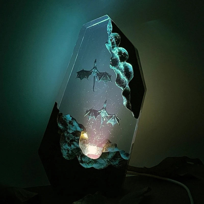 Dragons From The Depth Resin Table Lamp