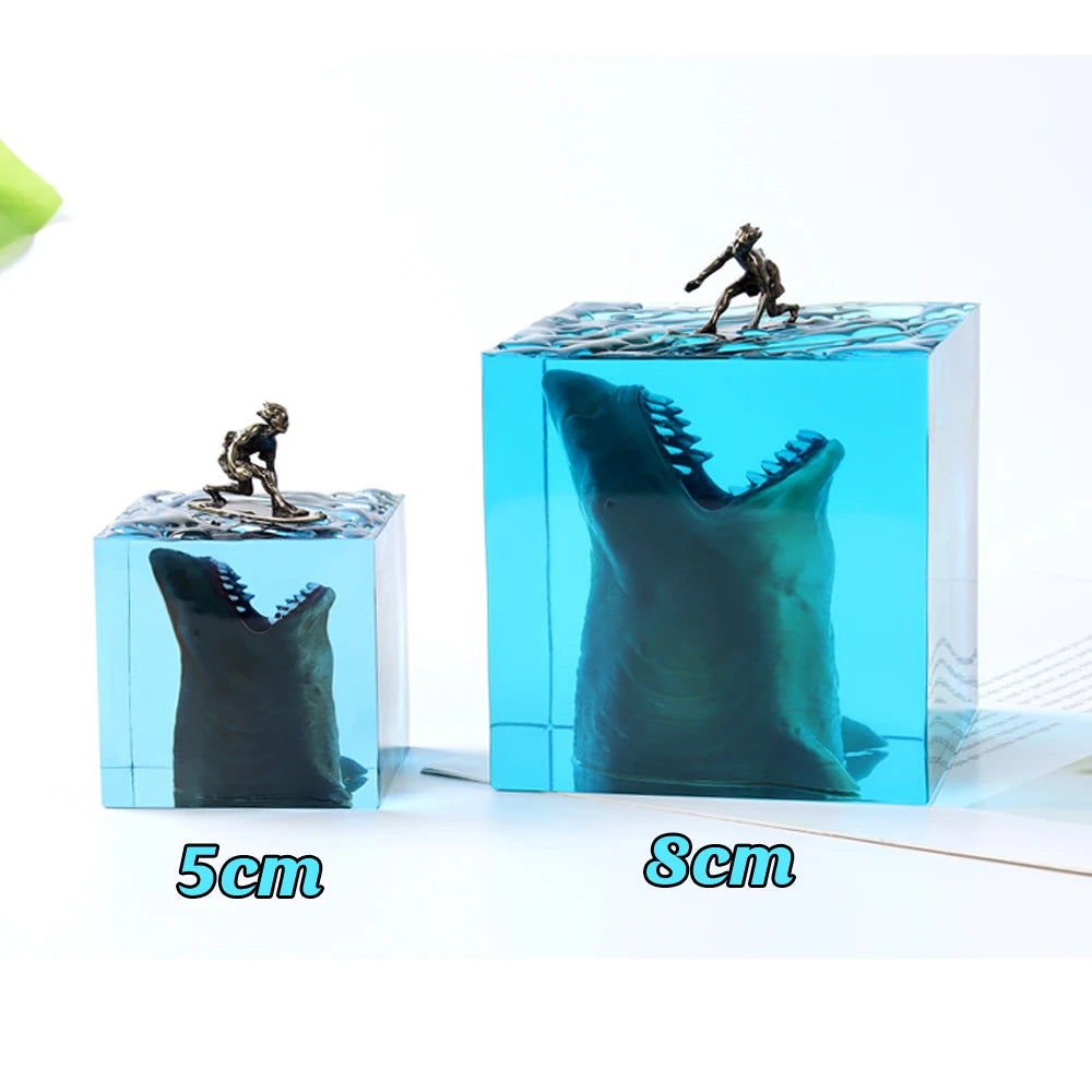5cm/8cm Great White Shark Resin Light Cube