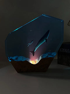 Swimming with Whale Resin Table Lamp