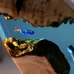 Cavern Diver and Whale Tabletop Decorative Marine Art