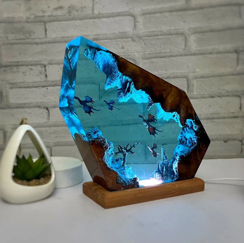 Dragons Fiery Resin Table Lamp