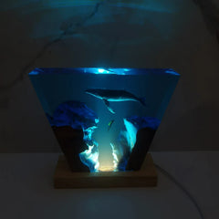 Deep Sea Trench and Whale Diver Underwater Resin Table Light