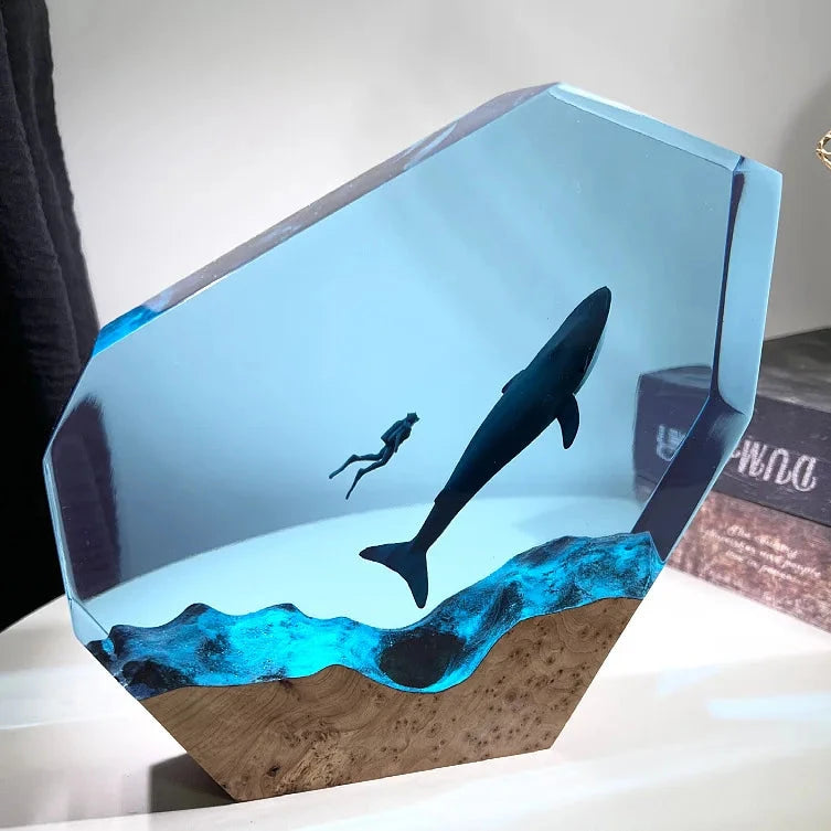 Swimming with Whale Resin Table Lamp