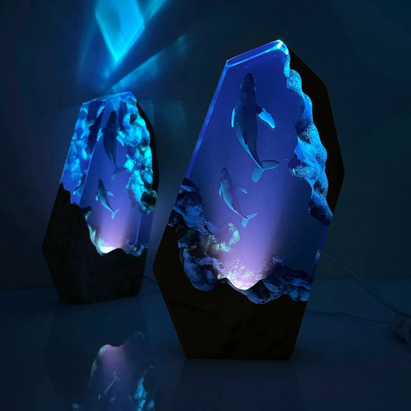 Whales from Below Resin Table Lamp