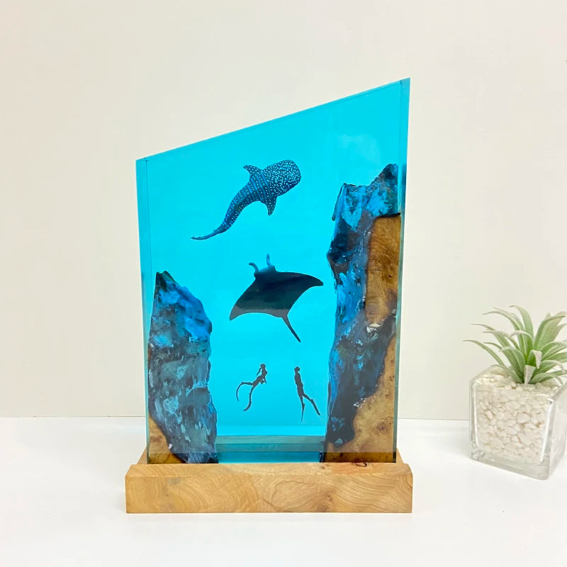 Rectangle Sea Life Underwater Resin Table Light