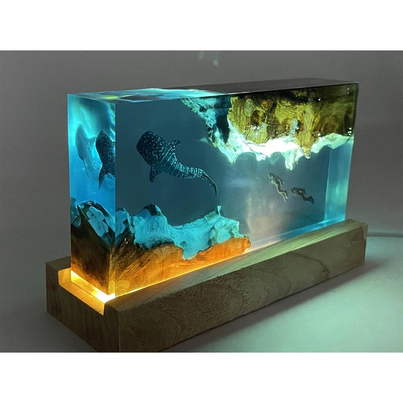 Whale Sharp Rectangular Resin Table Lamp