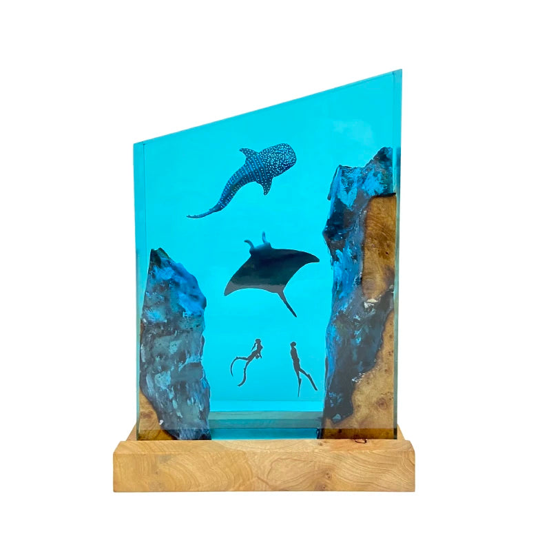 Rectangle Sea Life Underwater Resin Table Light