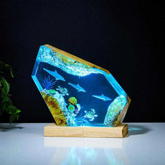 Dolphins Seabed Underwater Resin Table Light