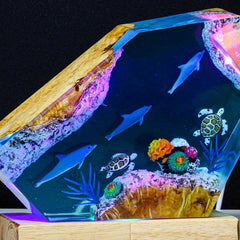 Dolphins Seabed Underwater Resin Table Light