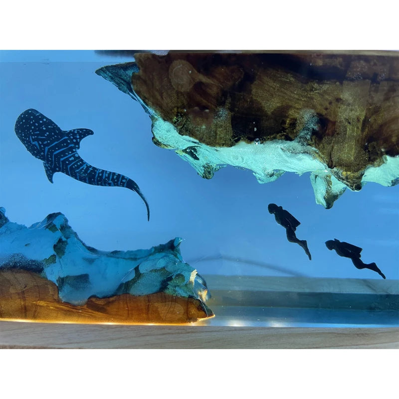 Whale Sharp Rectangular Resin Table Lamp
