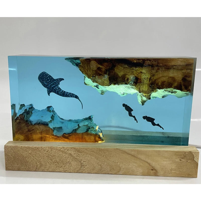 Whale Sharp Rectangular Resin Table Lamp