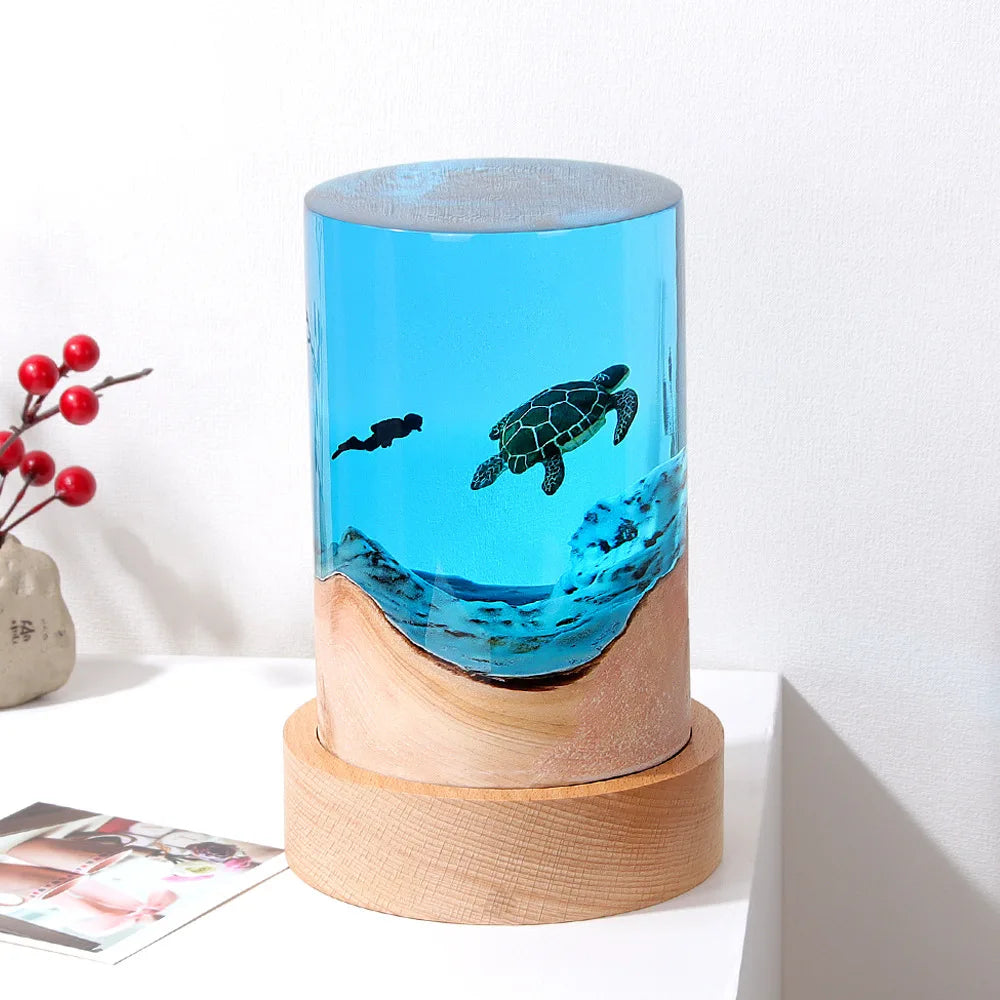 Turtle/Shark Resin Cylinder Lamp