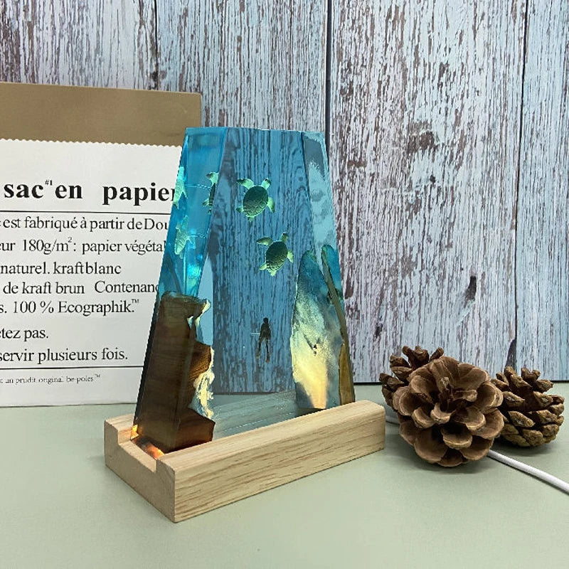 Trapezoid Turtles Underwater Resin Table Light