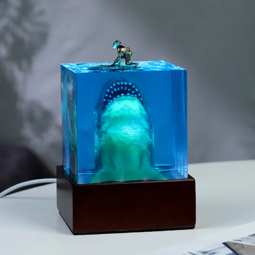 5cm/8cm Great White Shark Resin Light Cube