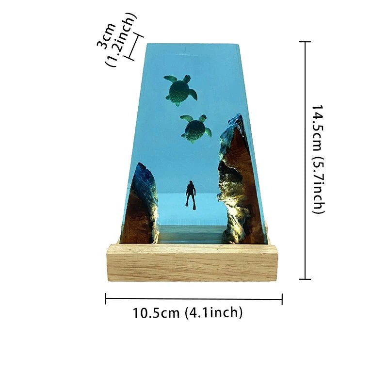 Trapezoid Turtles Underwater Resin Table Light