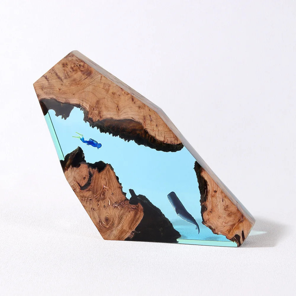 Cavern Diver and Whale Tabletop Decorative Marine Art