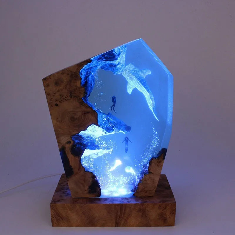 Large Whale Shark Resin Table Lamp