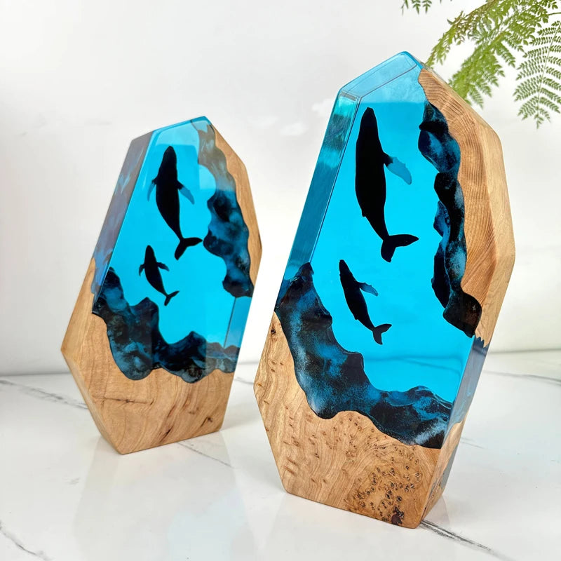 Whales from Below Resin Table Lamp