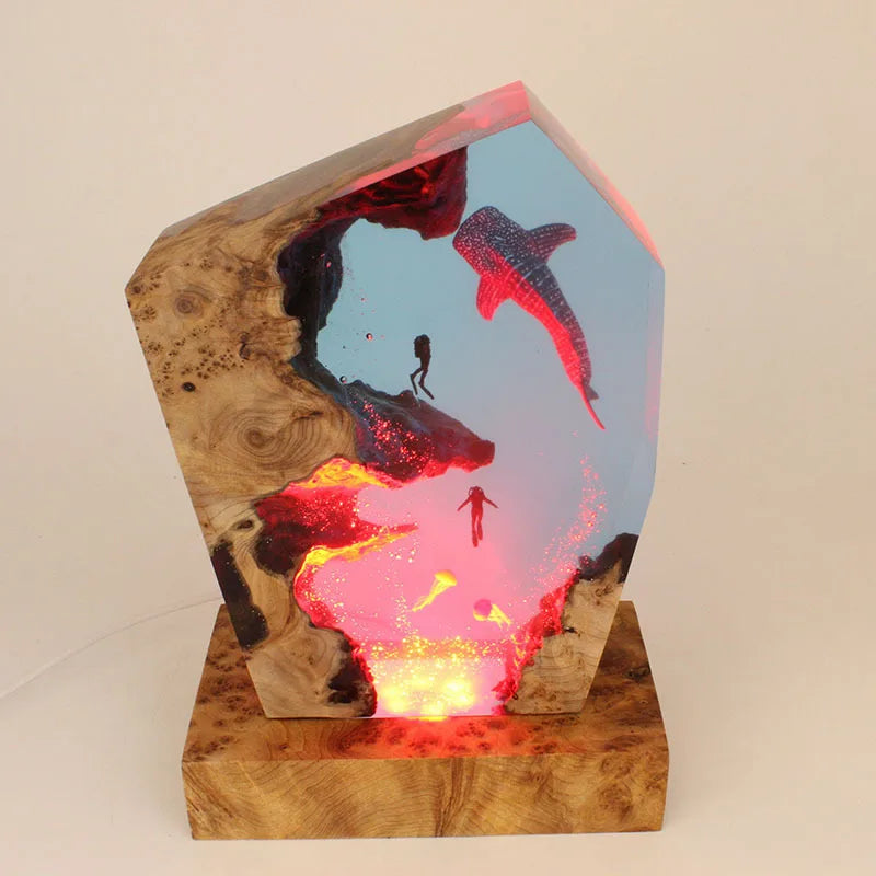Large Whale Shark Resin Table Lamp
