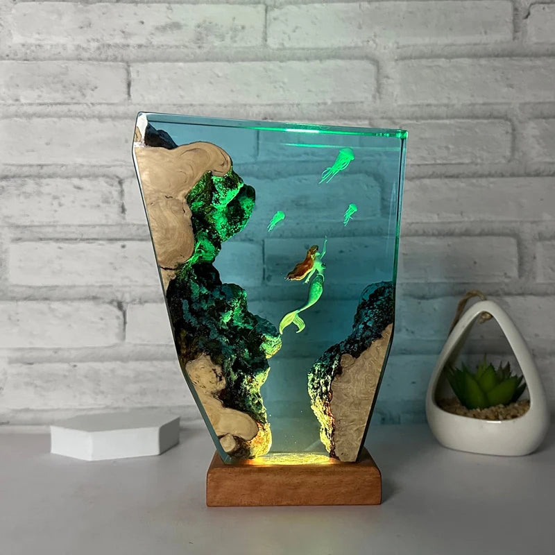 Turtles and Jellyfish Underwater Resin Table Light
