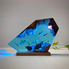 Sharks and Divers Shipreck Resin Table Lamp