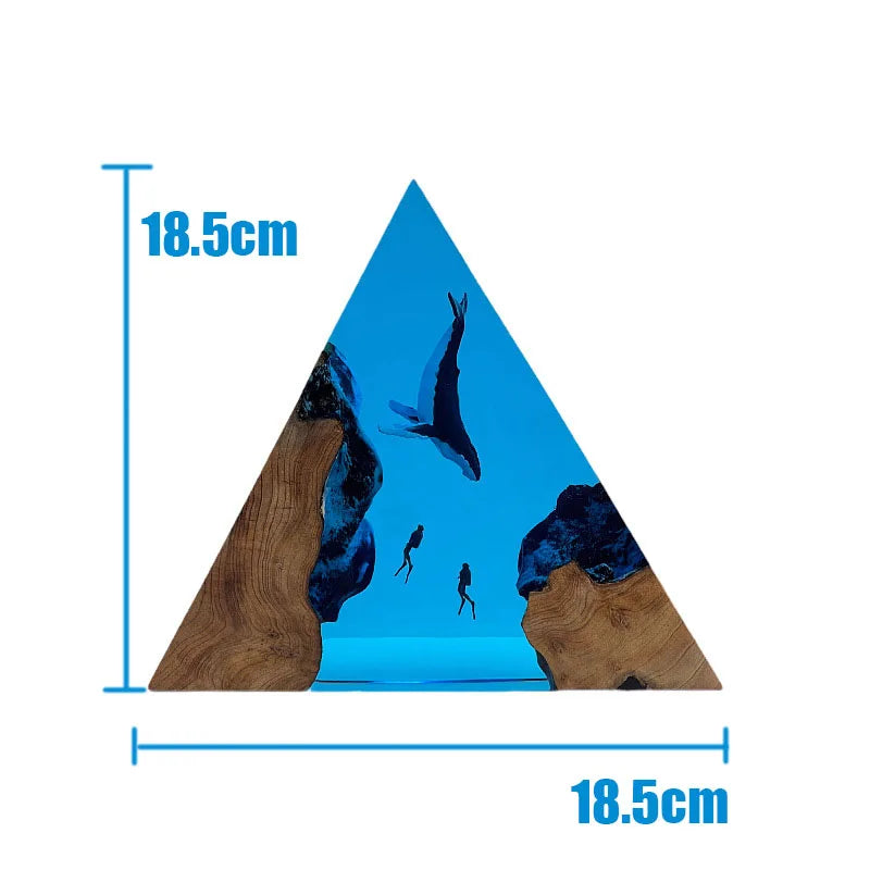 Triangle Whale and Divers Underwater Resin Table Light