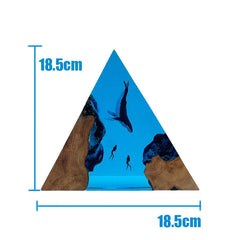 Triangle Whale and Divers Underwater Resin Table Light
