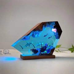 Sharks and Divers Shipreck Resin Table Lamp
