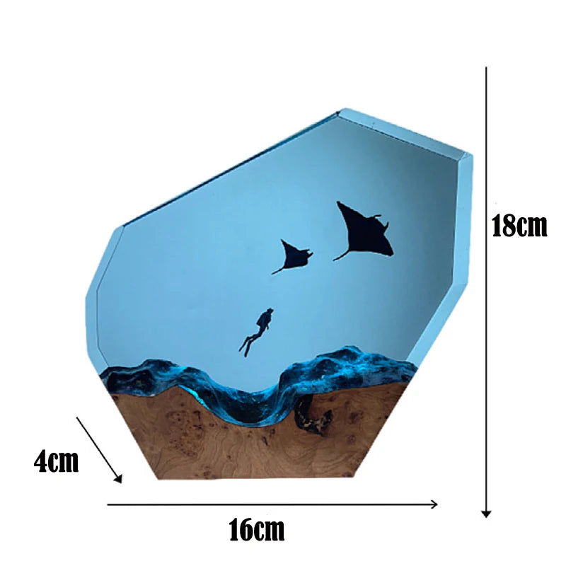 Swimming with Whale Resin Table Lamp