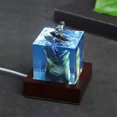5cm/8cm Great White Shark Resin Light Cube