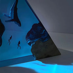 Triangle Whale and Divers Underwater Resin Table Light