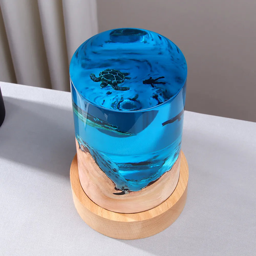 Turtle/Shark Resin Cylinder Lamp