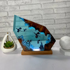 Dragons Fiery Resin Table Lamp