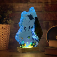 Ascending Divers with Manta ray Table Lamp