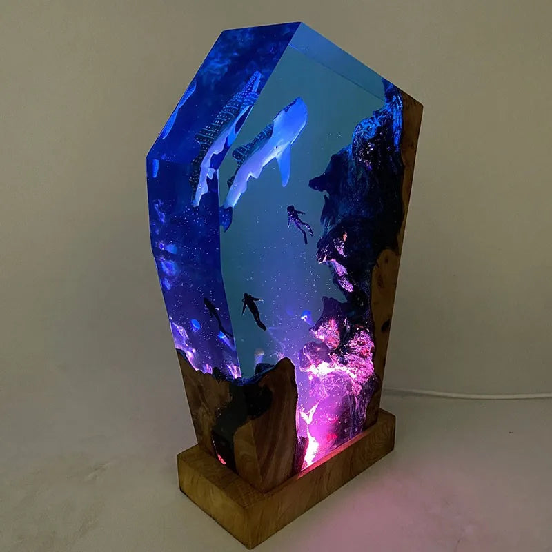 Large Whale Shark Resin Table Lamp