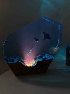 Swimming with Whale Resin Table Lamp