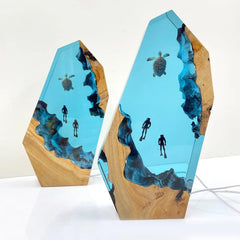 Divers and Turtle Underwater Resin Table Light