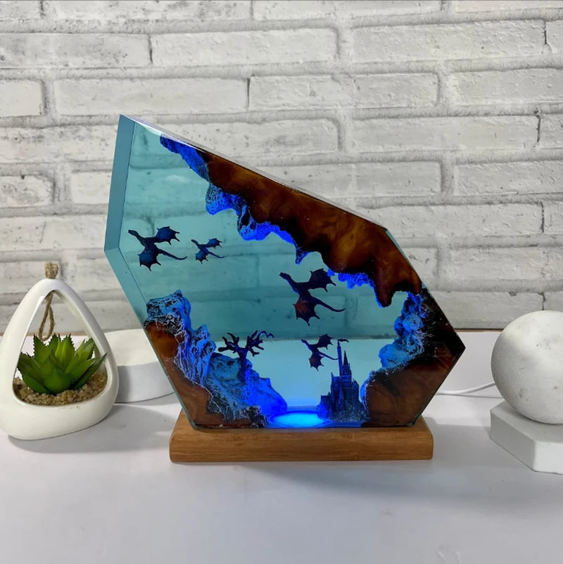 Dragons Fiery Resin Table Lamp