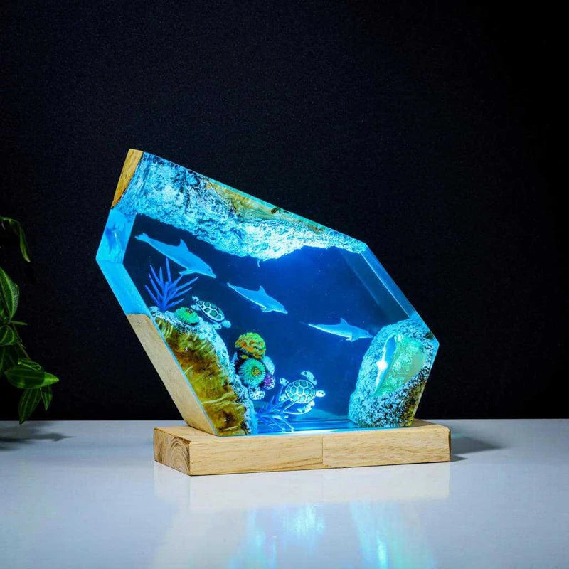 Dolphins Seabed Underwater Resin Table Light