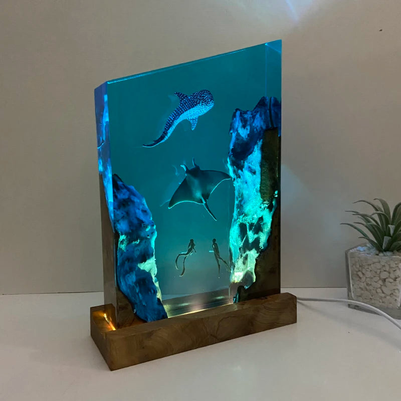 Rectangle Sea Life Underwater Resin Table Light