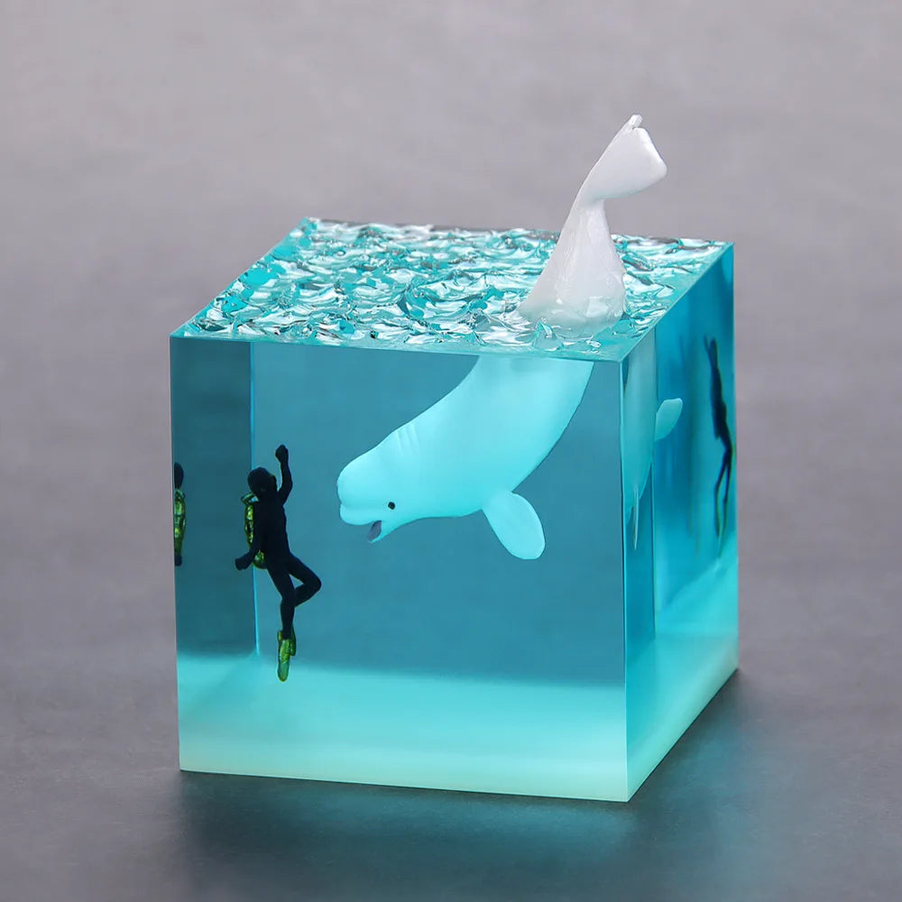 Ocean Life Resin Cube Lamp