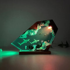 Sharks and Divers Shipreck Resin Table Lamp