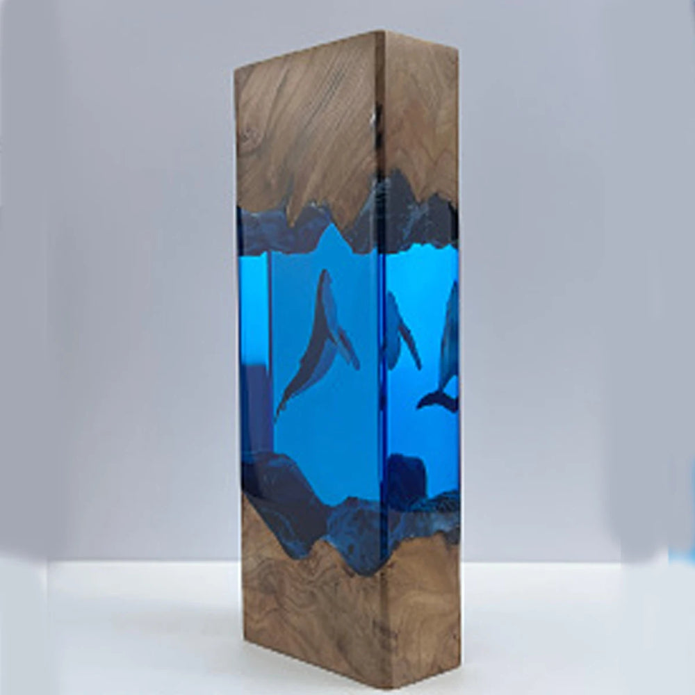Triangle Whale and Divers Underwater Resin Table Light