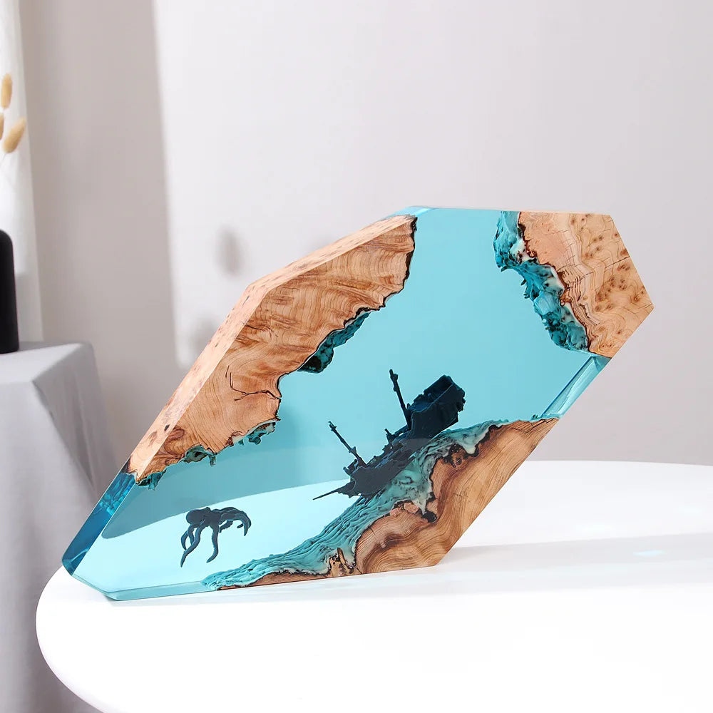 Octopus and Ship Underwater Resin Table Light