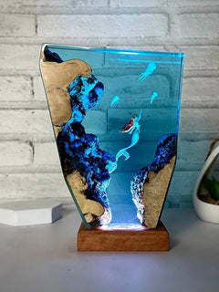 Turtles and Jellyfish Underwater Resin Table Light