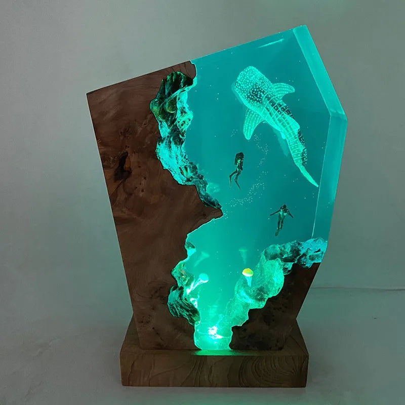 Large Whale Shark Resin Table Lamp